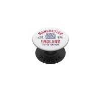 Manchester England United Kingdom Est. 87 Red and Blue Aged PopSockets Adhesive PopGrip