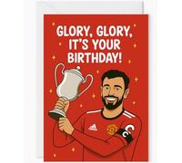 Manchester Football Birthday Card - “Glory Glory” Design - Red and White A5 Greeting Card for United Fans - Blank Inside with Envelope