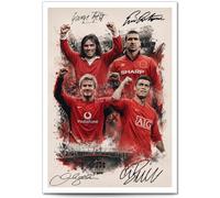 Manchester Legends Cristiano Ronaldo David Beckham Eric Cantona George Best Signed Photo Poster Print Autograph Memorabilia Gift Man U Famous Number 7's (Montage, A4 Poster Only)