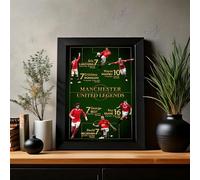 Manchester Man United Legends Football Wall Art Poster, Cantona, Ronaldo, Rooney, Keane, Beckham and George Best Printed Memorabilia (A5 Framed)