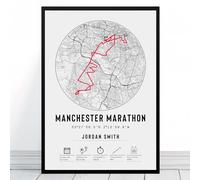 Manchester Marathon 2025 | Framed & Prints Available| Personalised Finishers Map Print with Frame Options Gift, Completing Run Celebration Present, Runner Athlete, A4 & A3 Matte Premium Prints