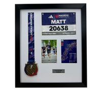 Manchester Marathon Medal Frame: Bib, Map, Photo Diy Display - Mahogany Frame/white Mount