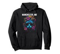 Manchester Maryland Cat with Sunglasses and Flowers Design Pullover Hoodie