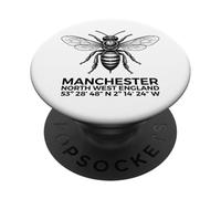 Manchester North England Bee Geographic Coordinates Black PopSockets Adhesive PopGrip