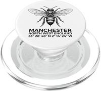 Manchester North England Bee Geographic Coordinates Black PopSockets PopGrip for MagSafe