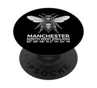 Manchester North England Bee Geographic Coordinates White PopSockets Adhesive PopGrip