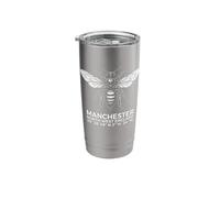 Manchester North England Bee Geographic Coordinates White Stainless Steel Insulated Tumbler