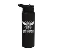 Manchester North England Bee Geographic Coordinates White Stainless Steel Insulated Water Bottle