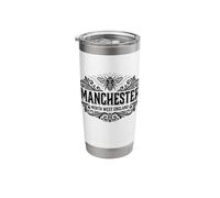 Manchester North England Bee Ornate Black Print Stainless Steel Insulated Tumbler