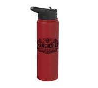 Manchester North England Bee Ornate Black Print Stainless Steel Insulated Water Bottle