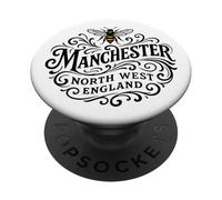 Manchester North West England Bee Ornate Black Lettering PopSockets Adhesive PopGrip
