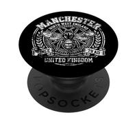 Manchester NW England UK Since 79 AD Bee Aged White Print PopSockets Adhesive PopGrip