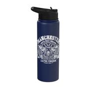 Manchester NW England UK Since 79 AD Bee Aged White Print Stainless Steel Insulated Water Bottle