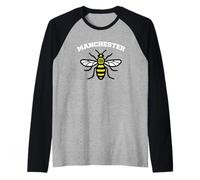 Manchester of England Honey Producing Bee Worker Symbol Raglan Baseball Tee