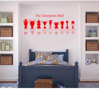 Manchester RED The Champions Wall Sticker | Football Trophy Wall Decal | United Supporter Wall Decal | Sports Bedroom Decor (W75xH29cm)