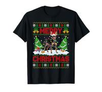 Manchester Terrier Christmas Ugly Sweater Santa Hat Dog Xmas T-Shirt