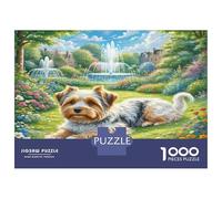 Manchester Terrier DIY Jigsaw Puzzle, Yorkie in Blooms Eco-Friendly Paper, Fun & Challenging Family Game, Beautiful Decoration Puzzle, Great Gift Idea 52x38cm/1000pcs