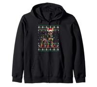 Manchester Terrier Dog Christmas Ugly Sweater Santa Dog Xmas Zip Hoodie