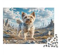 Manchester Terrier Paperboard Terrier in Post-apocalyptic City Ruins Classic Jigsaw Puzzle Interactive Boredom Buster 70x50cm/1000pcs