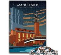 Manchester Travel Poster 1000 Piece Jigsaw Puzzles for Teenagers, Suitable for Ages 14 And Up Family Fun It Is Ideal As A Gift for The Whole Family 1000pcs(26x38cm)