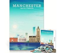 Manchester Travel Puzzles for Teenagers 1000 Pieces Mental Boost Fine Detail Fun Challenge Room Decor (50x75cm)