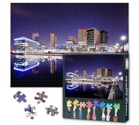 Manchester UK Night Skyline Jigsaw Puzzle 1000 Pieces for Adults Greater Manchester County Cityscape Puzzle Modern Urban Downtown Landscape Wall Art Home Decor 27.5x19.7 Inch