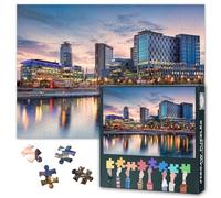 Manchester UK Night Skyline Jigsaw Puzzle 1000 Pieces for Adults Panoramic Cityscape Puzzle Downtown Urban Landscape Wall Art Home Decor Living Room 27.5x19.7 Inch
