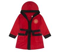 Manchester United FC Manchester United Baby Dressing Gown Toddler Robe Hooded Fleece Official Red 0-6 Months