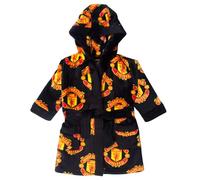 Manchester United FC Official Baby Hooded Fleece Dressing Gown Black 18-24 Months