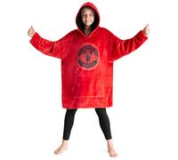 Manchester United F.C. Boys Oversized Fleece Hoodie, Hooded Poncho, Cosy Loungewear - Gifts for Boys (Red)