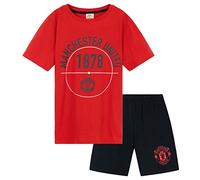 Manchester United F.C. Boys Short Pyjamas Set, Breathable Lounge Wear - Man United Gifts for Boys (Red/Black, 11-12 Years)