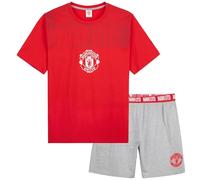 Manchester United F.C. Boys Short Pyjamas Set, Breathable Lounge Wear - Man United Gifts for Boys (Red/Grey, 11-12 Years)