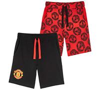 Manchester United F.C. Boys Shorts, Official Football Shorts for Children, 100% Cotton Jogger Shorts for School Sports, Gifts for Boys Teenagers Age 4-14 Years (Pattern Red, 9-10 Years)
