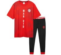 Manchester United F.C. Mens Pyjamas Set, Cotton Loungewear - Man United Gifts (Red/Black, 2XL)