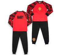 Manchester United F.C - Personalised Kids Pyjamas - Red Long Sleeve Pyjamas - 100% Cotton - Official F.C Merchandise
