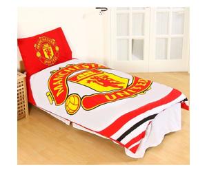 Manchester United F. C , Reversible Single Crest Duvet Set,