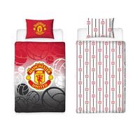 Manchester United FC Character World Official Single Duvet Cover Set Crest Design Reversible 2 Sided Football Bedding Official Licensed Product Includes Matching Pillow Case