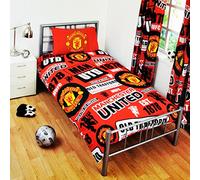 Manchester United FC Childrens/Kids Official Patch Football Crest Duvet Set (Double) (Red)