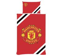 Manchester United FC Core Stripe Duvet Cover SetSingle Red/Yellow/Black TA12077
