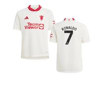 Manchester United FC Junior 2023 - 2024 Man Utd Third Shirt - Ronaldo 7 in White | Size: 11-12 Years Manchester United FC White 11-12 Years