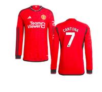 Manchester United FC Men's 2023-2024 Man Utd Long Sleeve Home Shirt Cantona 7 in Red | Size: Medium Manchester United FC Red M