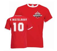 Manchester United FC Men's Ruud Van Nistelrooy Man Utd Ringer Tee in Red | Size: Medium Manchester United FC Red M