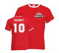 Manchester United FC Men's Wayne Rooney Man Utd Ringer Tee in Red | Size: Large Manchester United FC Red L