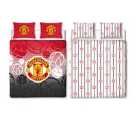 Manchester United FC Official Double Duvet Cover Set, Crest Design | Red Reversible 2 Sided Football Bedding Cover Official Merchandise Including Matching Pillow Cases