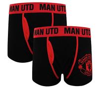 Manchester United FC Official Football Gift Mens 2 Pack Boxer Shorts Black Small
