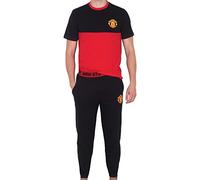 Manchester United FC Official Football Gift Mens Premium Long Pyjamas Black Sm.