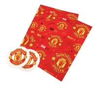 Manchester United Fc Text Gift Wrap Sheets (Pack Of 2) Red/yellow (One Size)