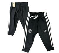 Manchester United Kid's Pants (Size 3-4y) adidas Black 3 Stripe Trousers - New