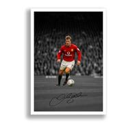 Manchester United Legends Cristiano Ronaldo David Beckham Eric Cantona George Best Signed Photo Poster Print Autograph Memorabilia Gift Man U Famous Number 7's (Beckham A4 Poster Only)