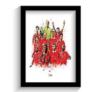 MANCHESTER UNITED - MAN UTD - THE TREBLE 1999 FRAMED ILLUSTRATION PRINT POSTER